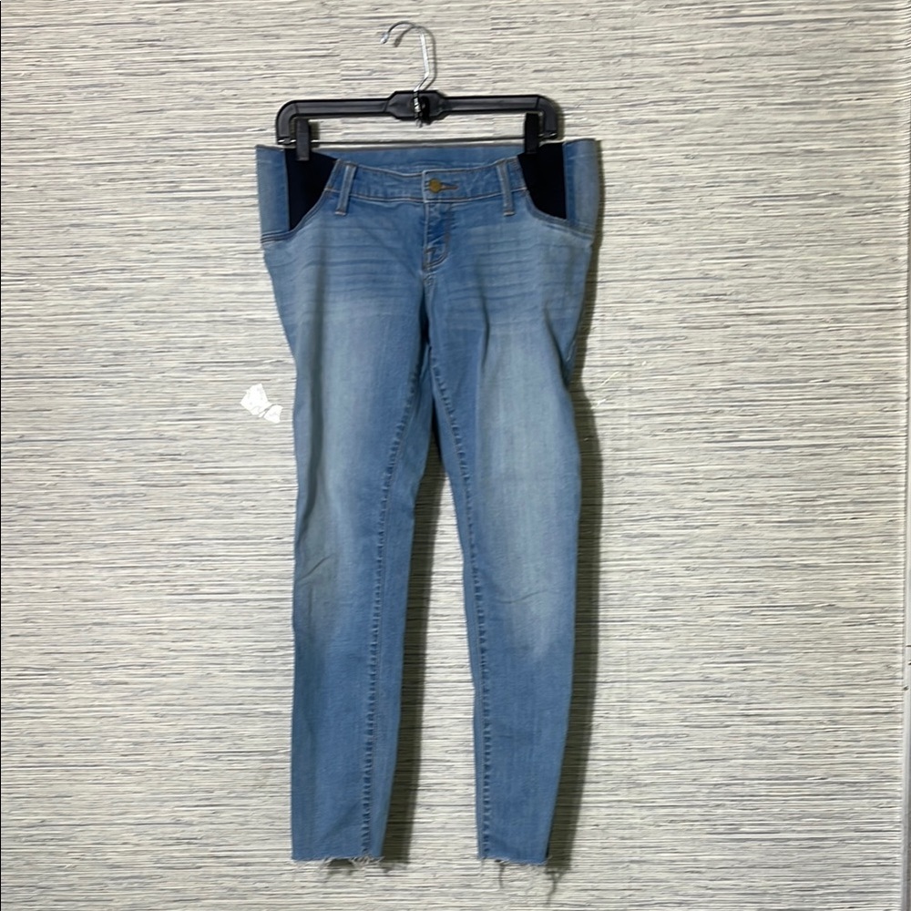 Isabel Maternity Blue Skinny Jeans Size 6 Frayed Hem Comfort Fit (719)